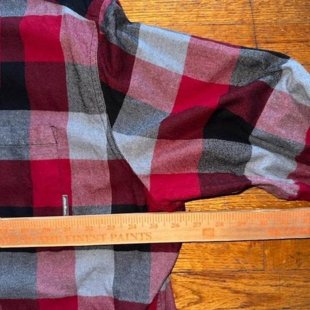 Eddie Bauer Mens‎ 2XL Classic Fit Flannel Shirt Plaid Button Up Red Gray